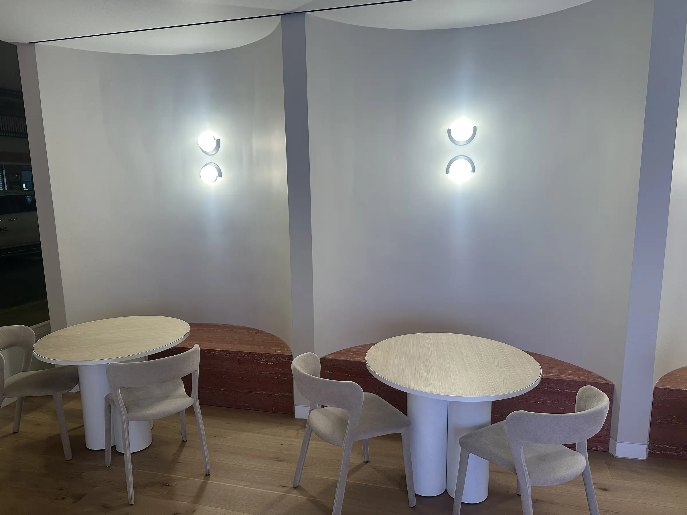 Curved consultation booths in the Rozelle Village sales suite