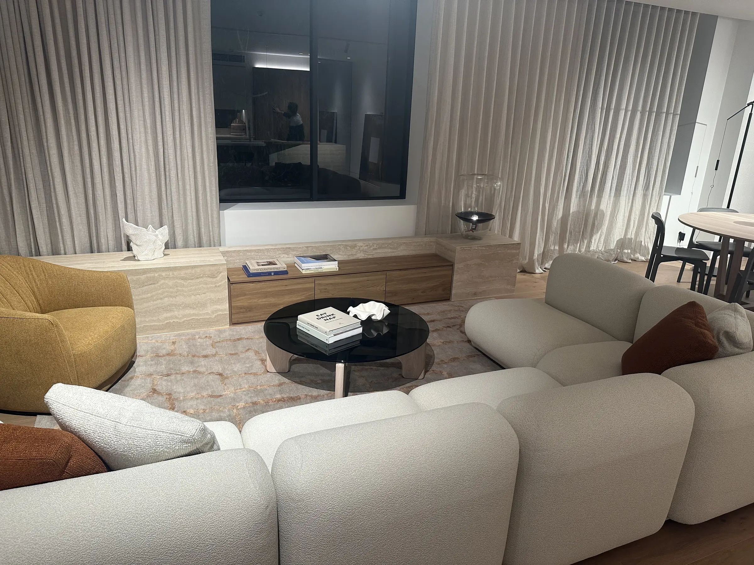 Furnished living area in the Rozelle Village sales suite